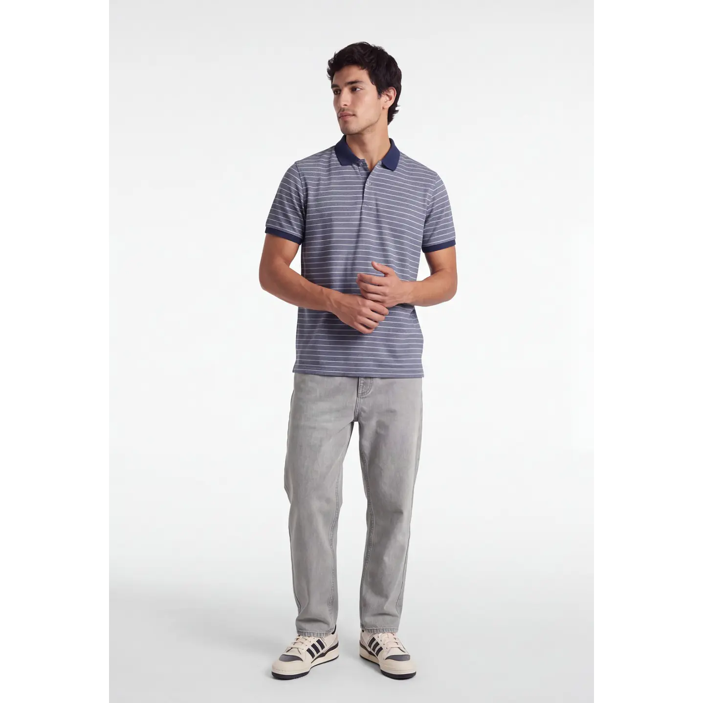 Polera Pique Hombre Gris 3