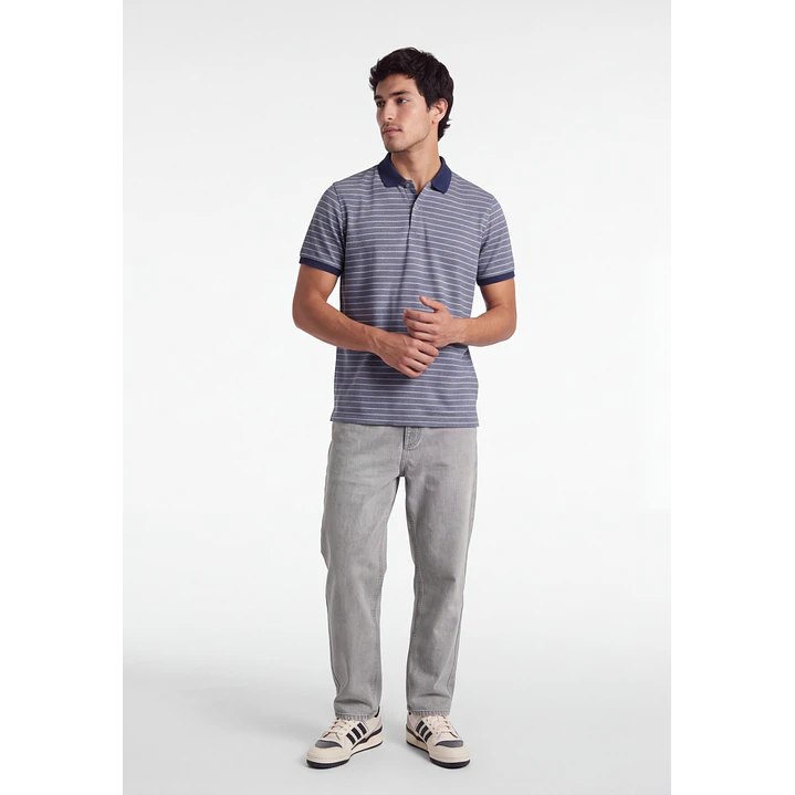 Polera Pique Hombre Gris 3