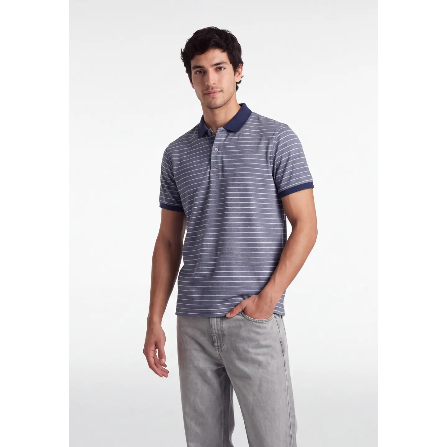 Polera Pique Hombre Gris 1