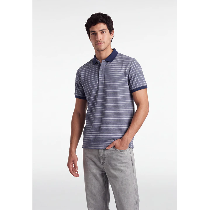 Polera Pique Hombre Gris 1