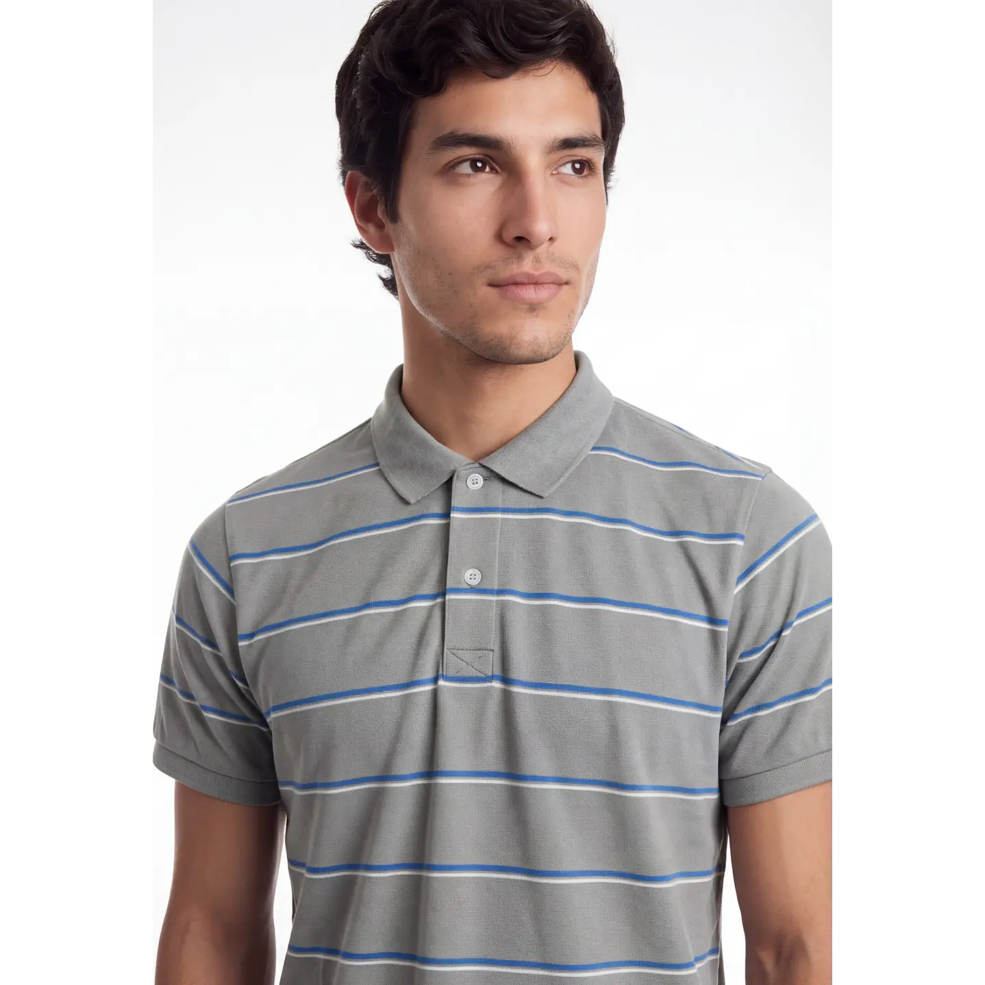 Polera Pique Hombre Gris 4