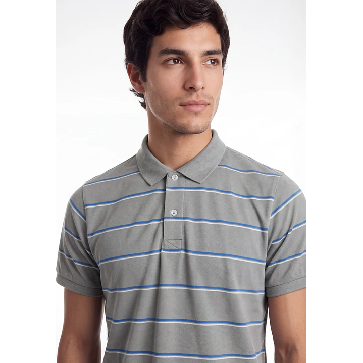Polera Pique Hombre Gris 4