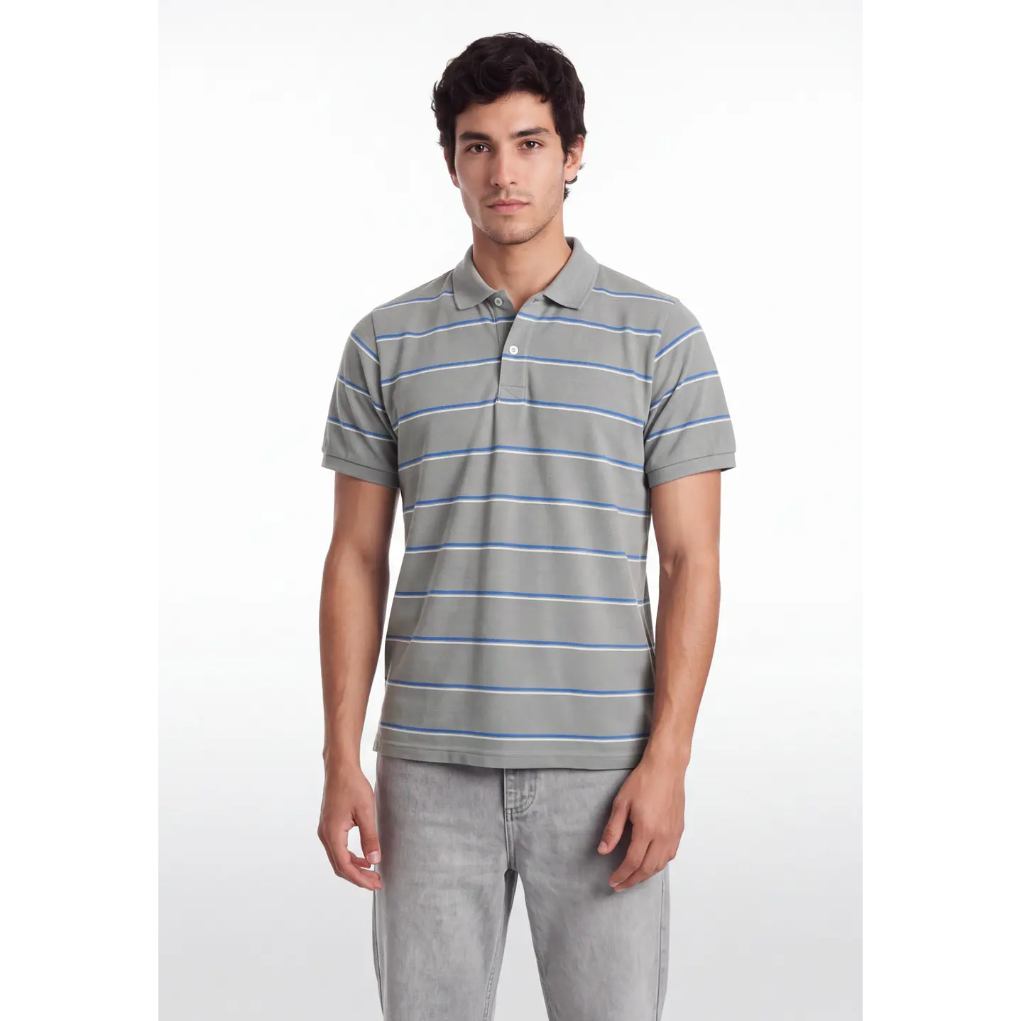 Polera Pique Hombre Gris 1