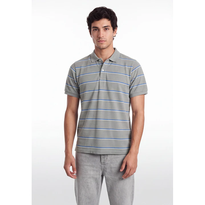 Polera Pique Hombre Gris 1