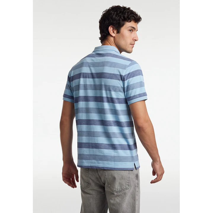 Polera Pique Hombre Celeste 2