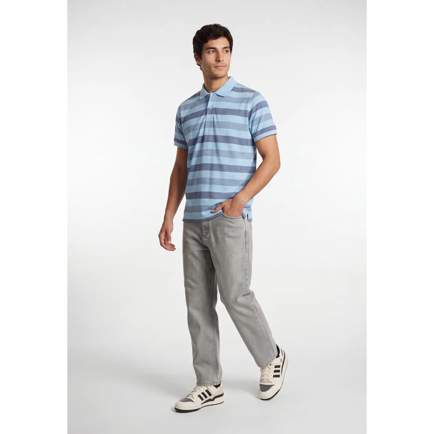 Polera Pique Hombre Celeste 3