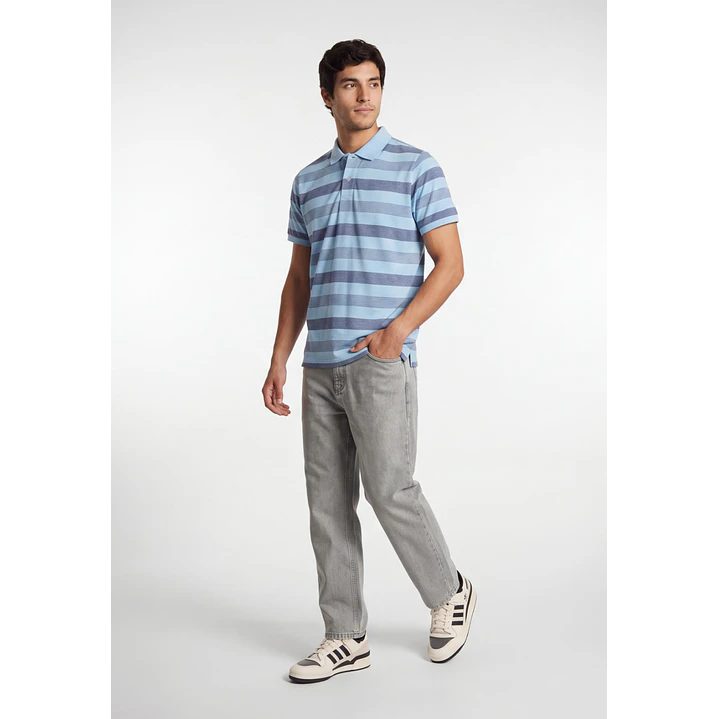 Polera Pique Hombre Celeste 3
