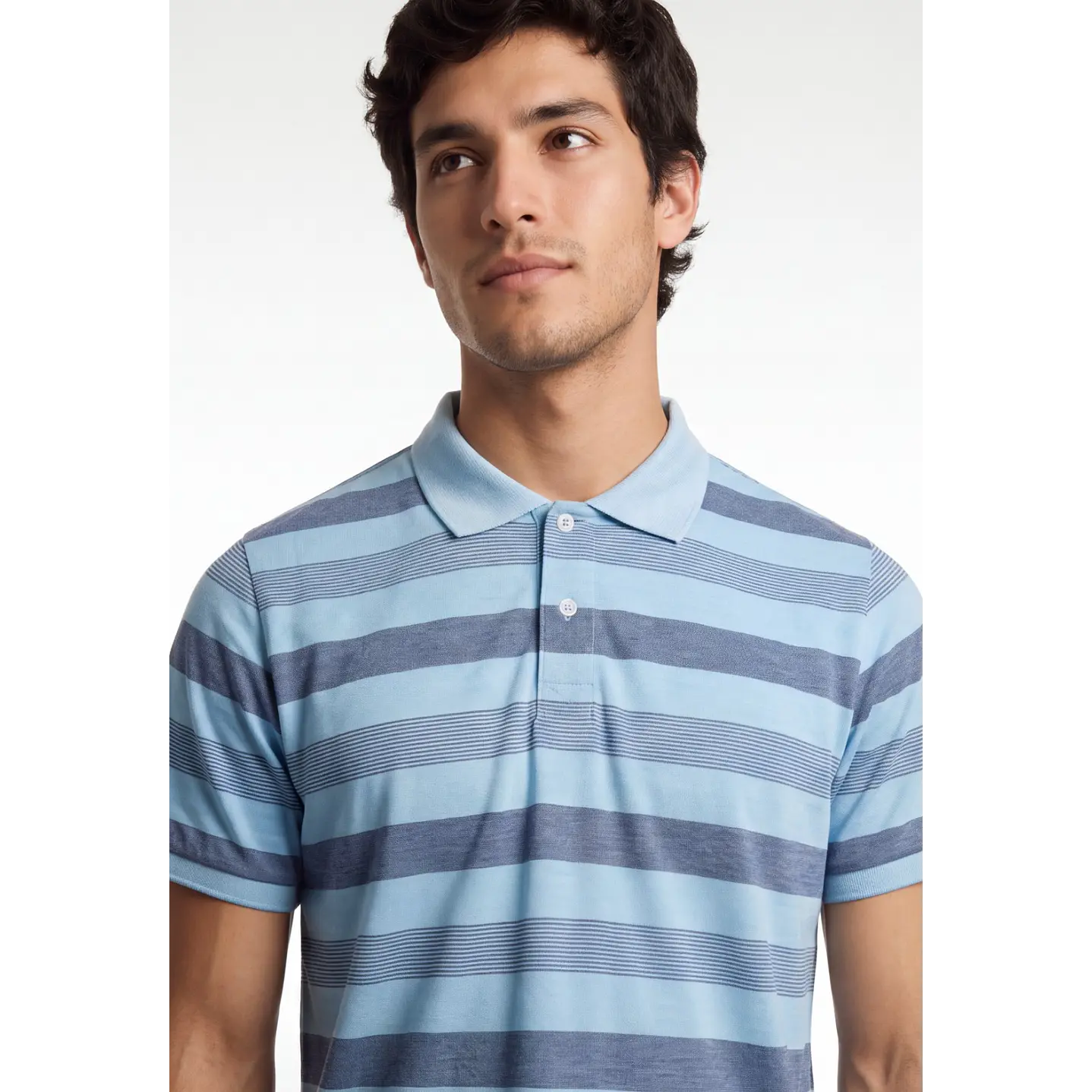 Polera Pique Hombre Celeste 4