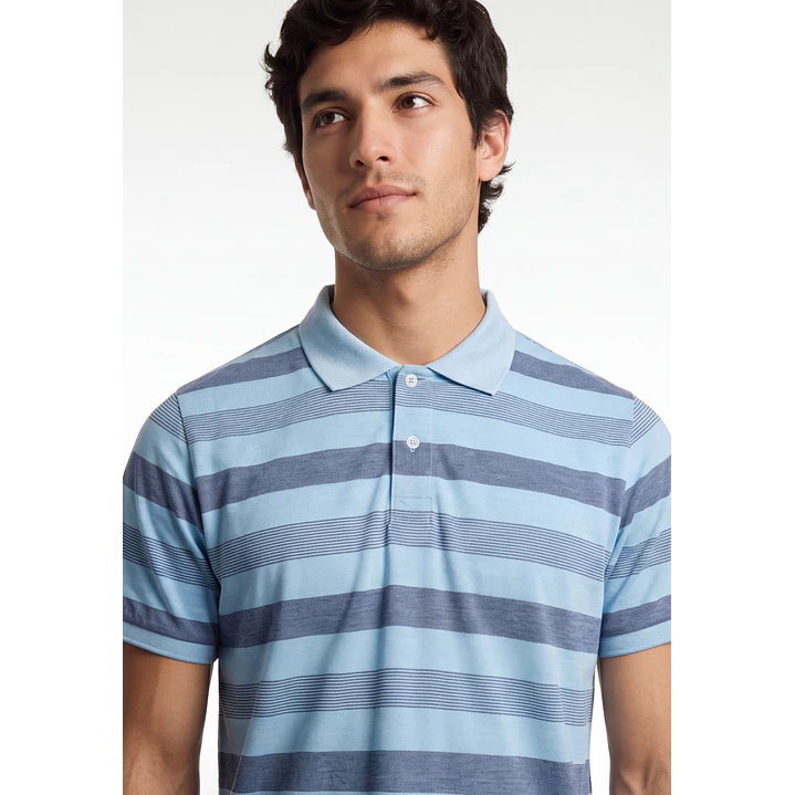 Polera Pique Hombre Celeste 4