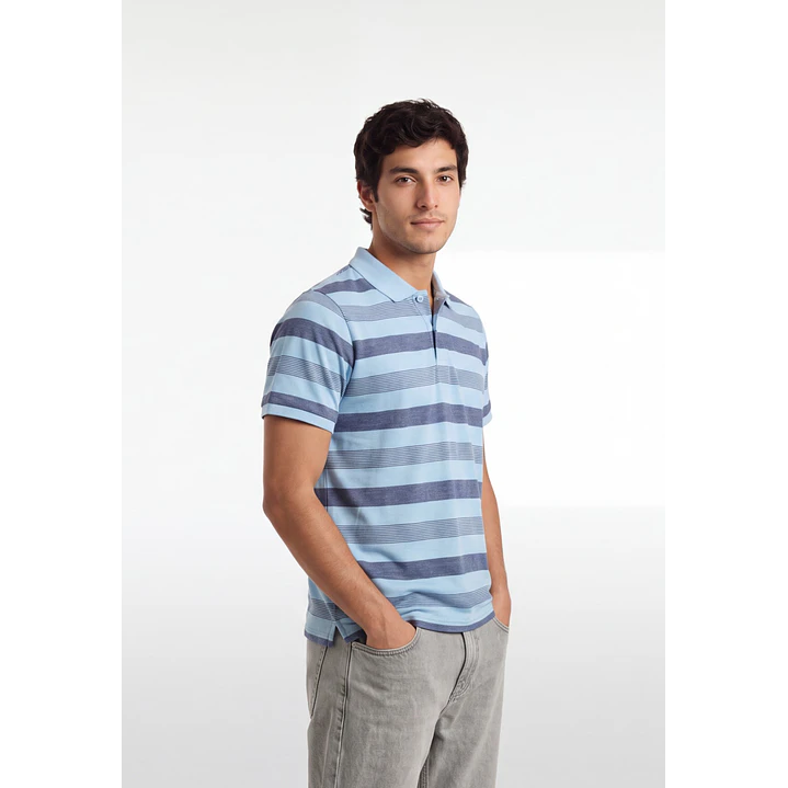 Polera Pique Hombre Celeste 1