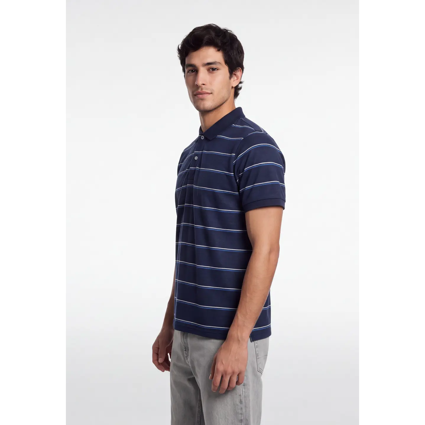 Polera Pique Hombre Azul 1