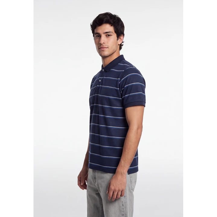 Polera Pique Hombre Azul 1