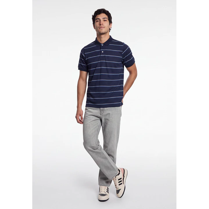 Polera Pique Hombre Azul 3