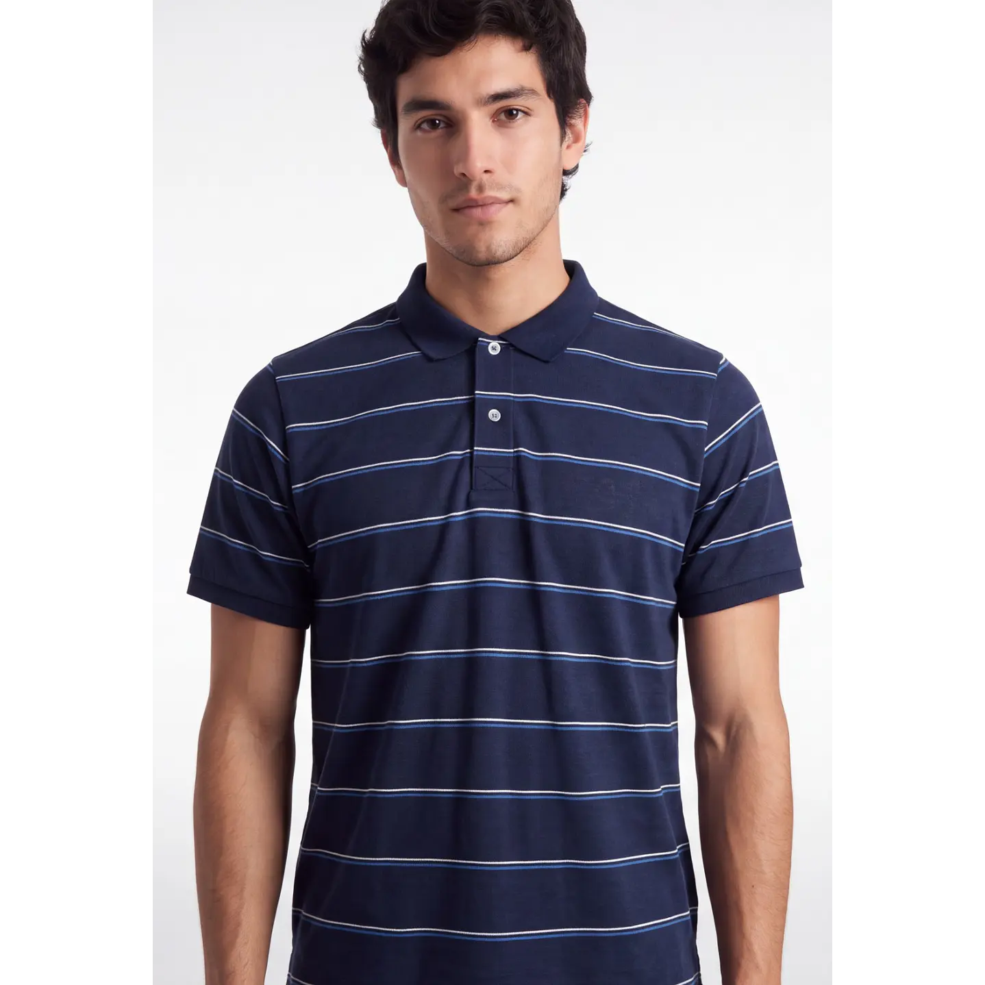 Polera Pique Hombre Azul 4