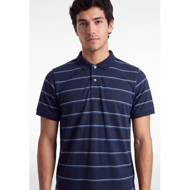 Polera Pique Hombre Azul 4