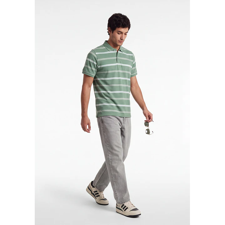 Polera Pique Hombre Verde 3