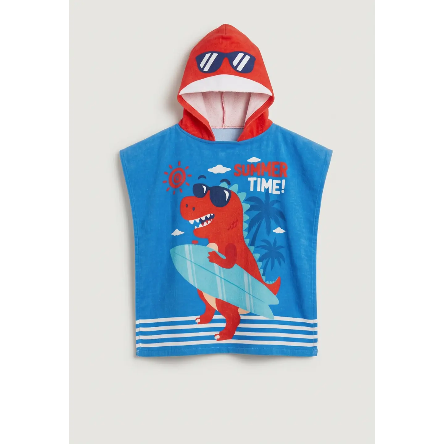 Toalla Infantil Con Gorro 58x59 cm Dinosaurio Azul 3
