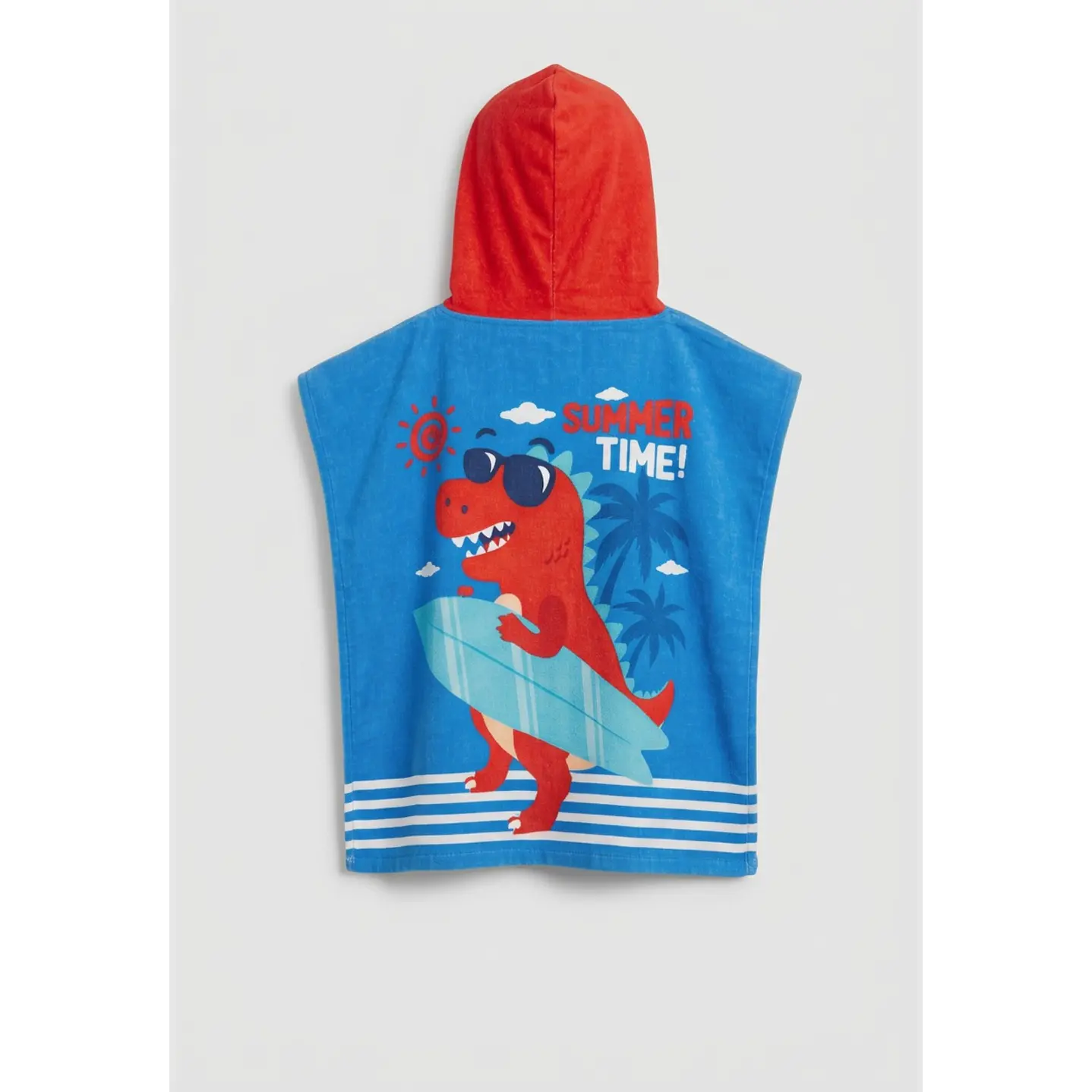 Toalla Infantil Con Gorro 58x59 cm Dinosaurio Azul 4
