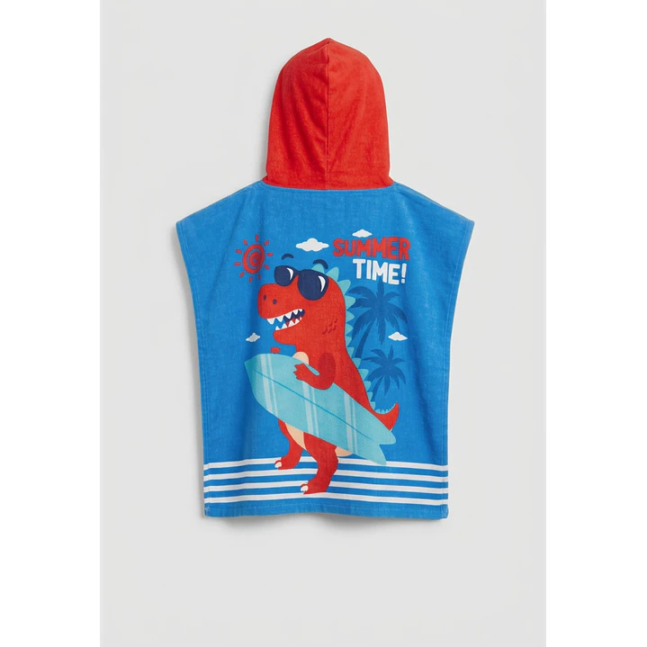 Toalla Infantil Con Gorro 58x59 cm Dinosaurio Azul 4
