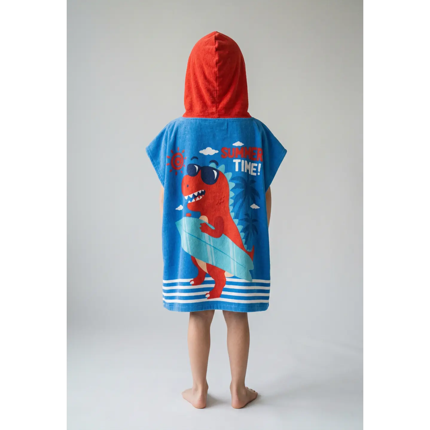 Toalla Infantil Con Gorro 58x59 cm Dinosaurio Azul 2