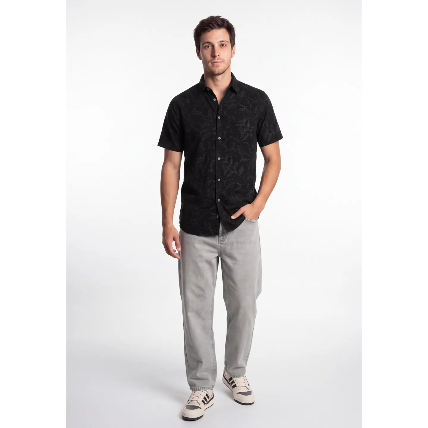 Camisa Viscosa Hombre Negro 3