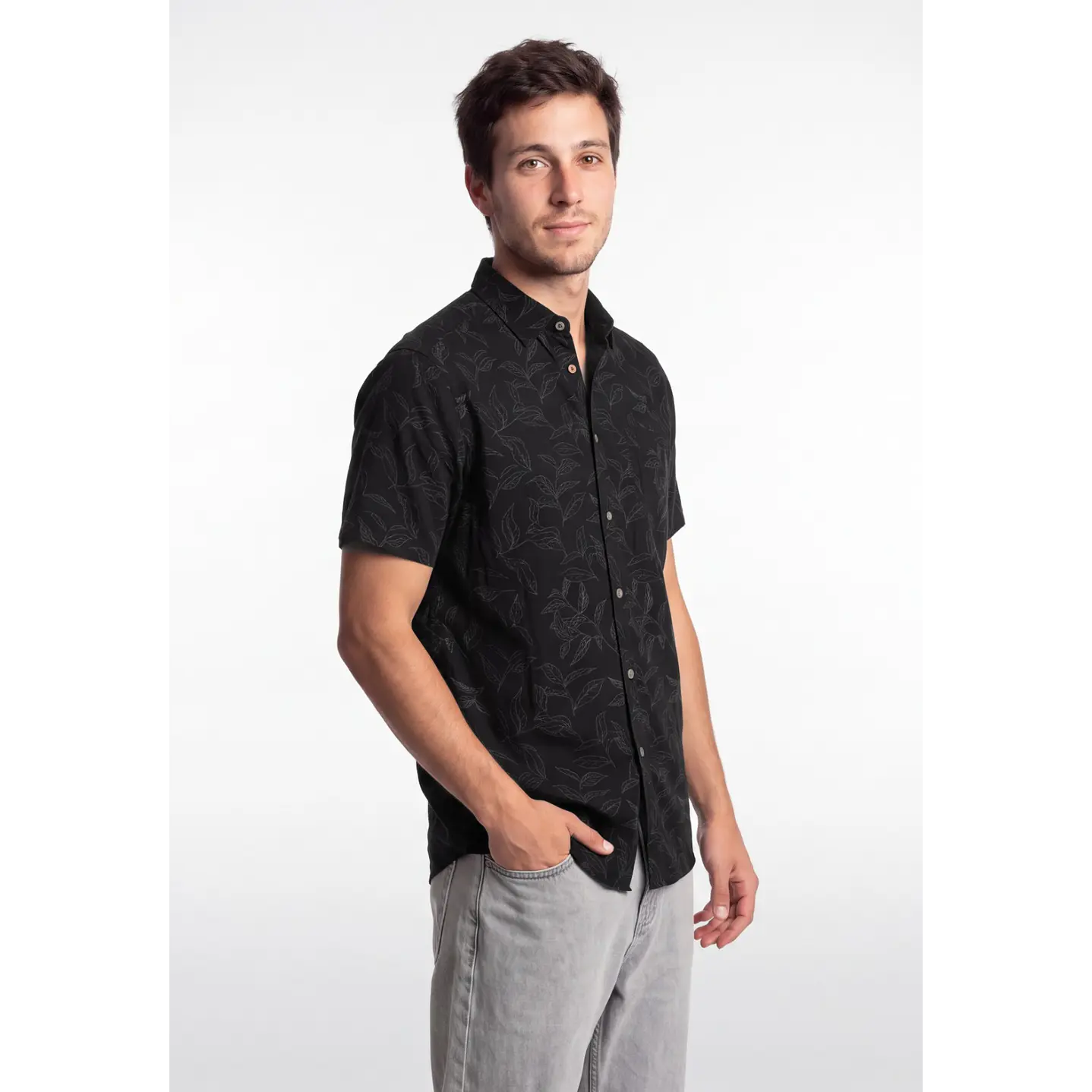 Camisa Viscosa Hombre Negro 1