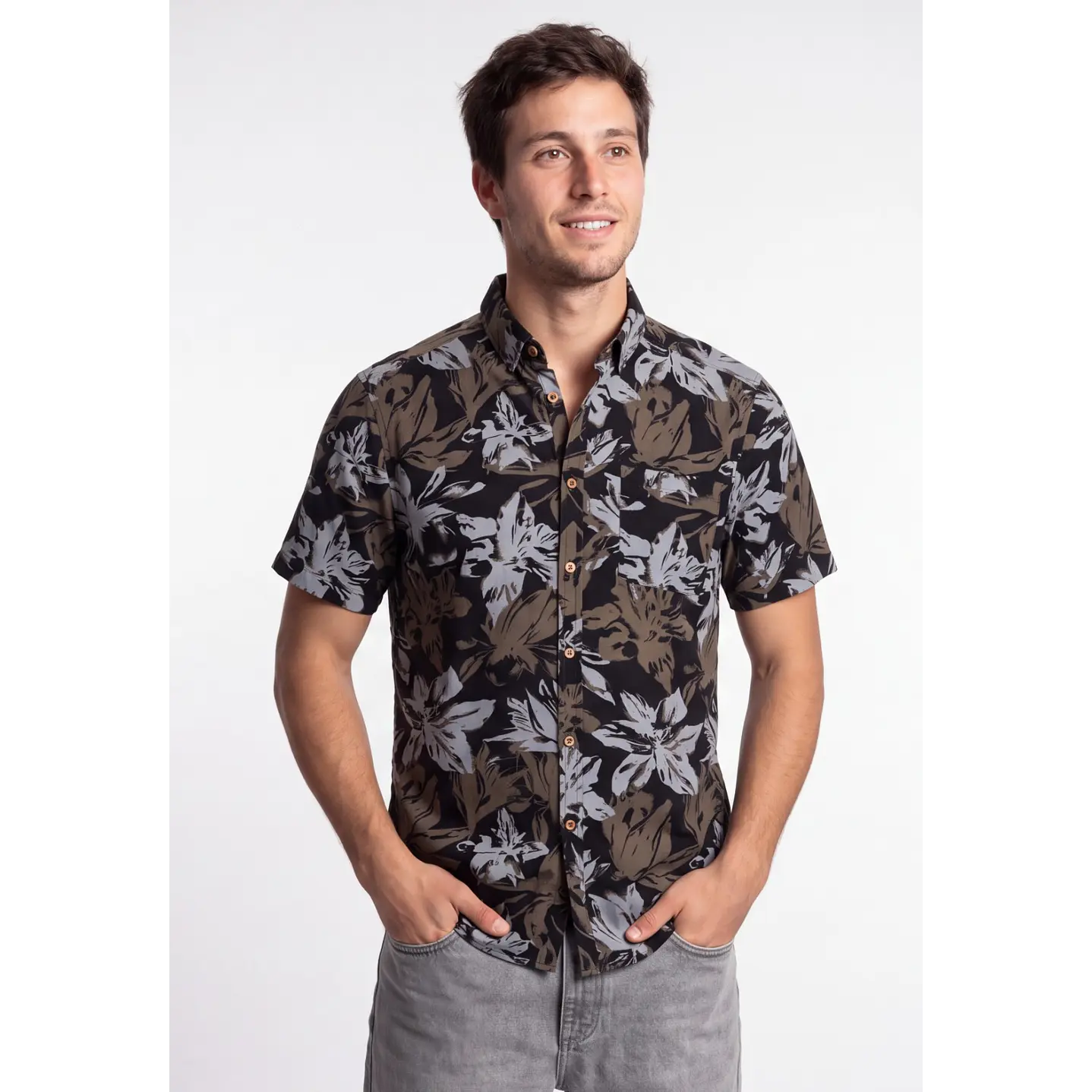 Camisa Viscosa Hombre Beige 1