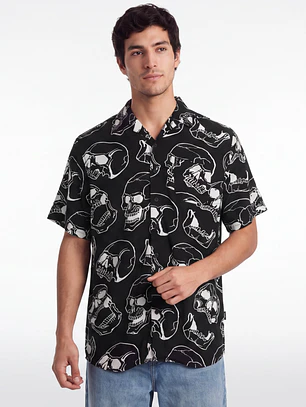 Camisa Viscosa Calavera Hombre Beige