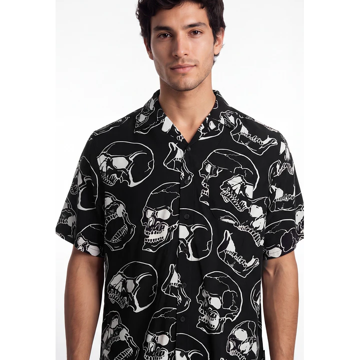 Camisa Viscosa Calavera Hombre Beige 4