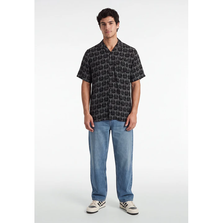 Camisa Viscosa Calavera Hombre Negro 3