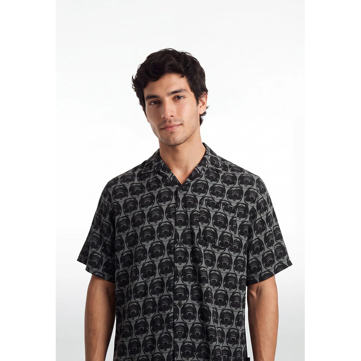 Camisa Viscosa Calavera Hombre Negro 4