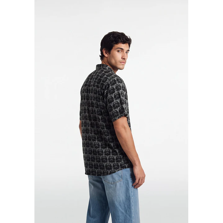 Camisa Viscosa Calavera Hombre Negro 2