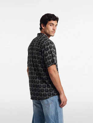 Camisa Viscosa Calavera Hombre Negro
