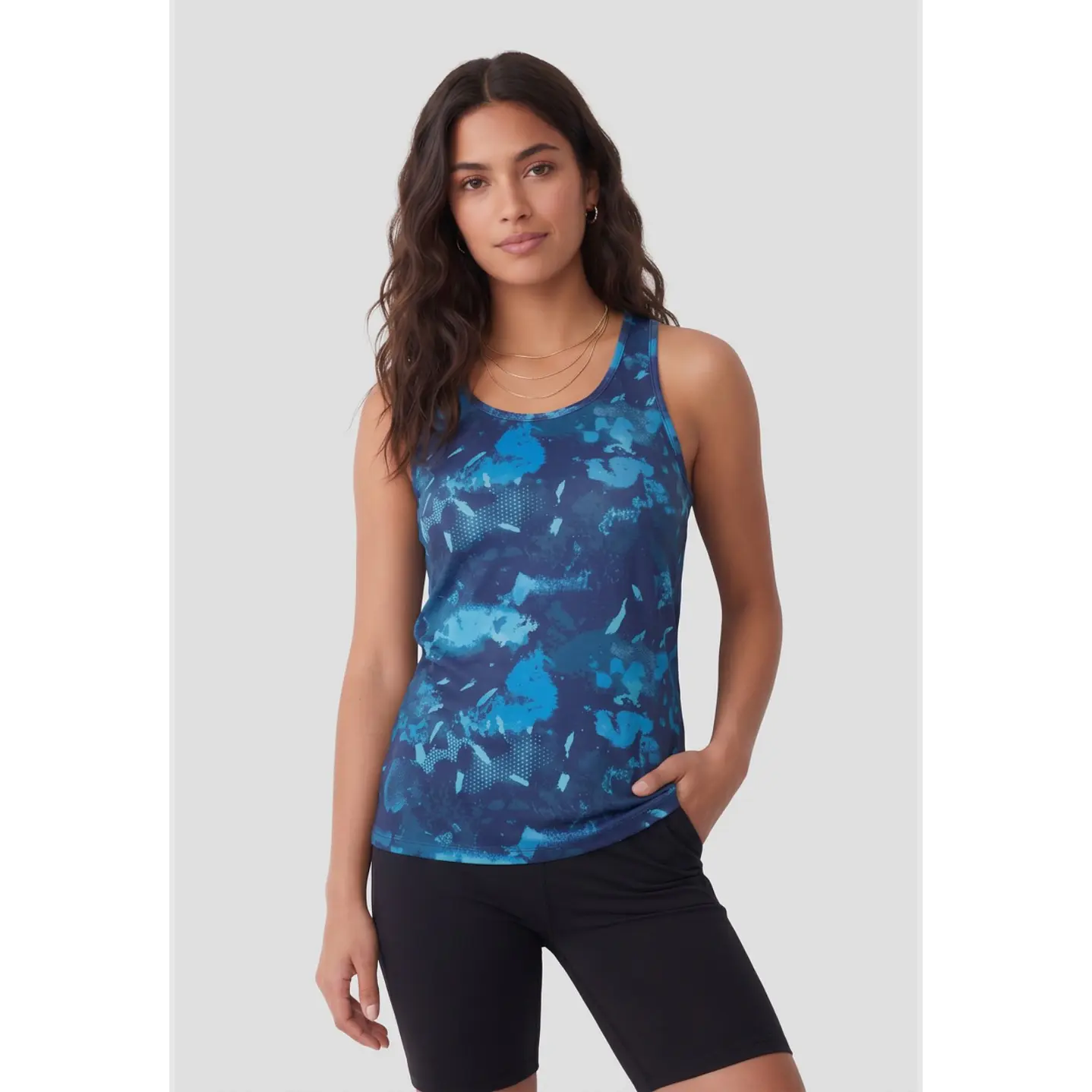 Polera Deportiva Mujer Sin Manga Azul 1