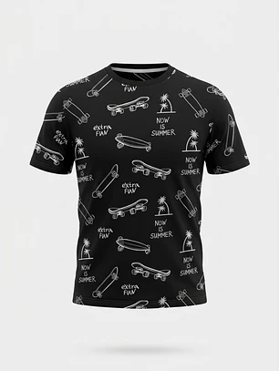 Polera Calavera Niño Negro