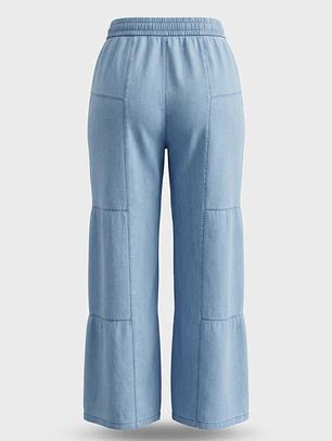 Jeans Tencel Wide Leg Mujer Celeste