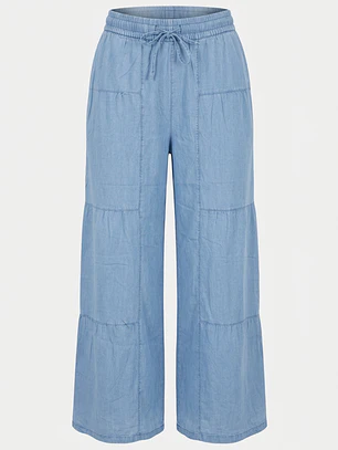 Jeans Tencel Wide Leg Mujer Celeste