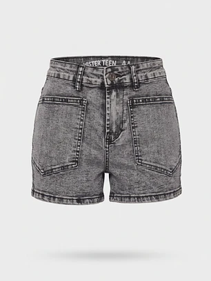 Short Denim Cuadros Lola Gris