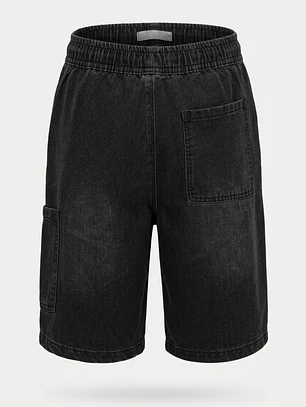 Bermuda Denim Cargo Niño Negro