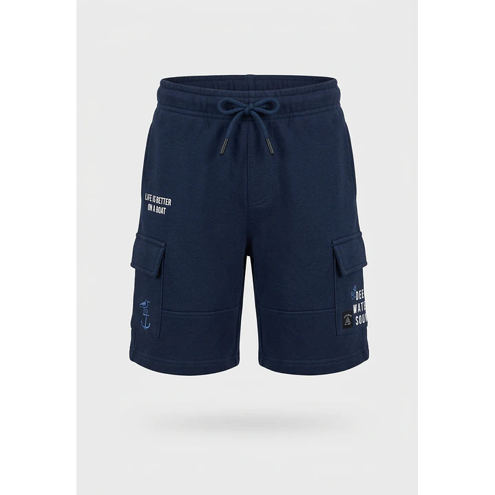Bermuda Franela Cargo Niño Azul 1