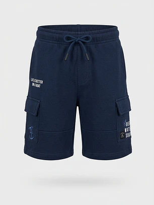 Bermuda Franela Cargo Niño Azul