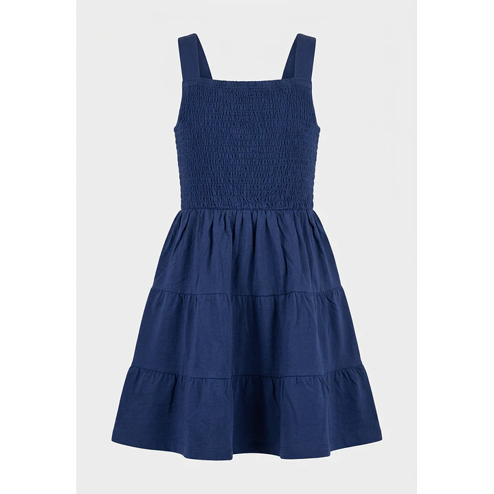 Vestido Panal Algodón Niña Azul 1