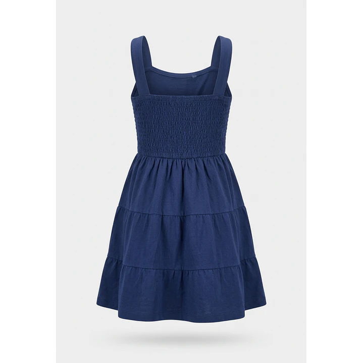 Vestido Panal Algodón Niña Azul 2