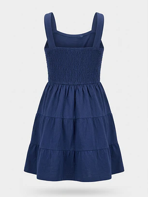 Vestido Panal Algodón Niña Azul