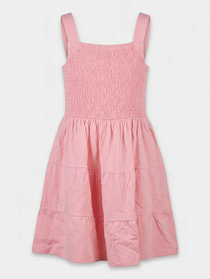 Vestido Panal Algodón Niña Coral