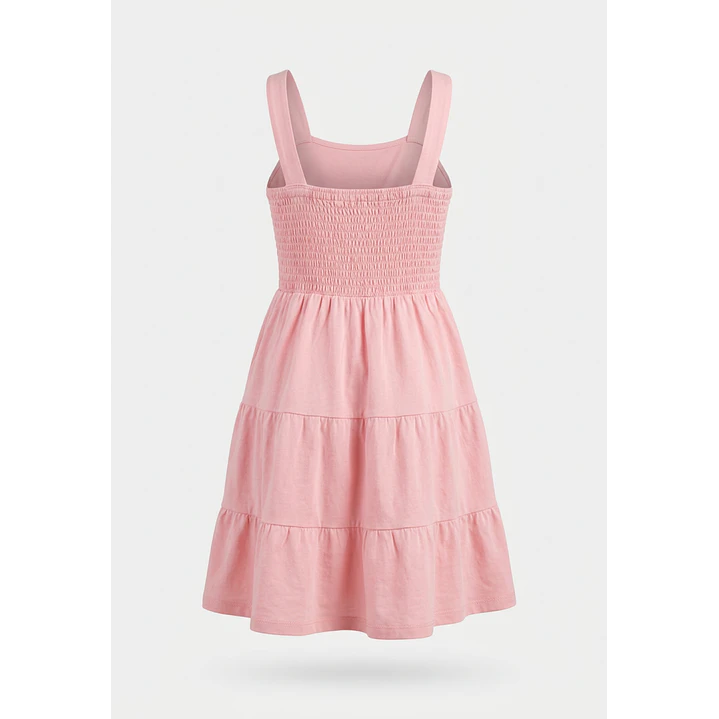 Vestido Panal Algodón Niña Coral 2