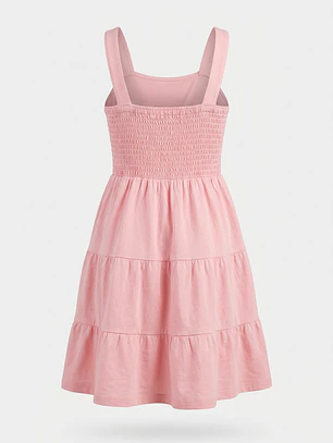 Vestido Panal Algodón Niña Coral