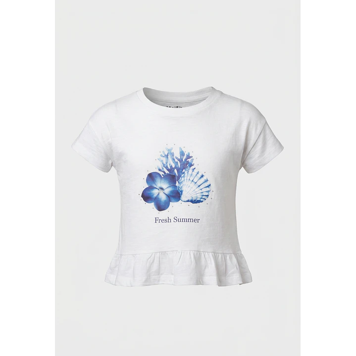 Polera Flor Niña Blanco 1