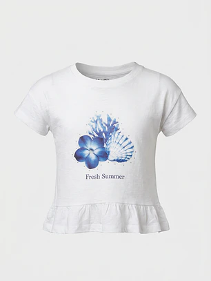 Polera Flor Niña Blanco