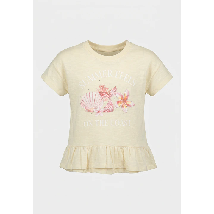Polera Flor Niña Beige 1